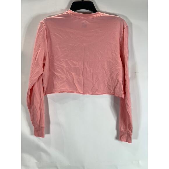 VANS Women's Salmon Pink Long Sleeve Cropped Logo T Shirt SZ XS - Picture 9 of 9